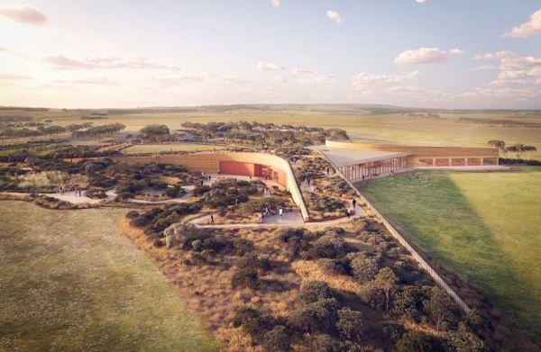 The render for the new Visitor Experience Centre at the Twelve Apostles Precinct in regional Victoria.