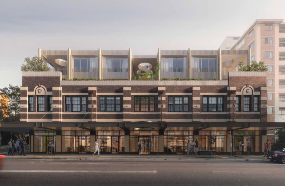 The row of seven shop top flats on Bondi Road will be transformed with the design by Woods Bagot.