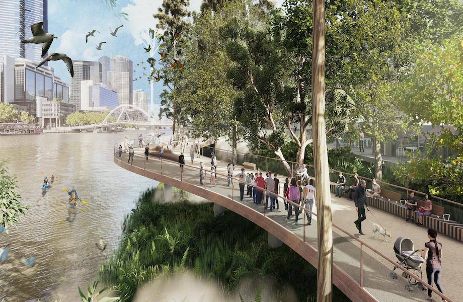 The designs for Flinders Walk as part of Melbourne's Greenline project.