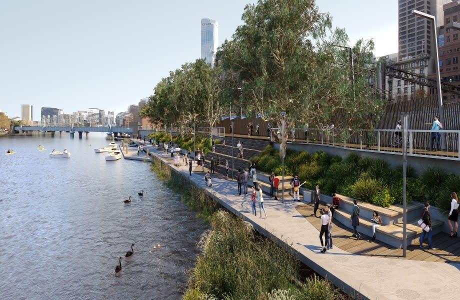 City of Melbourne's Greenline Project along the North Bank of the Yarra River. 