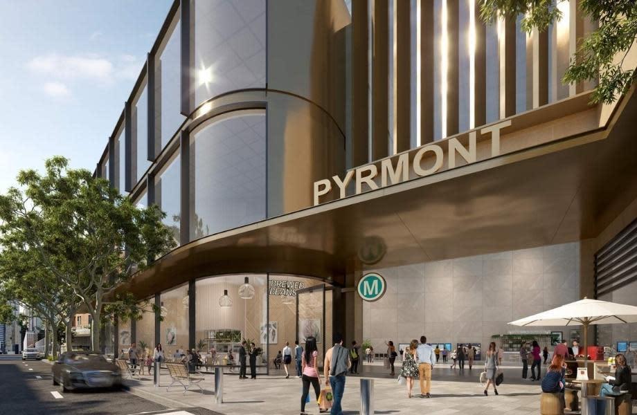A render of the new Pyrmont Station planned as part of the Sydney West Metro line. 