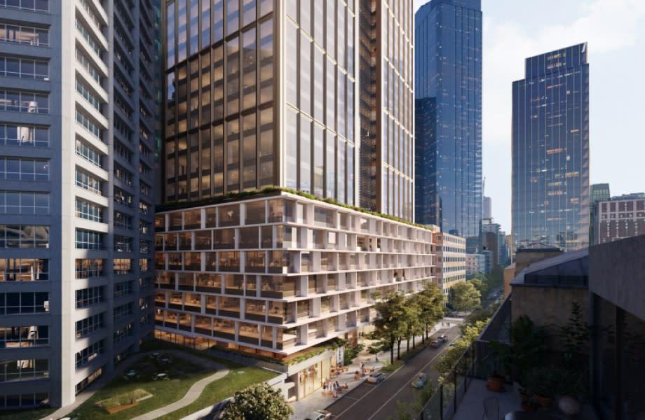 Hassell Studio's tower design for Investa's office project on Flinders Lane in Melbourne's CBD.