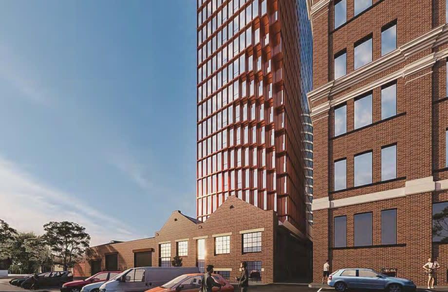The residential tower at 102-108 Jeffcott Street by Blue Earth Group.