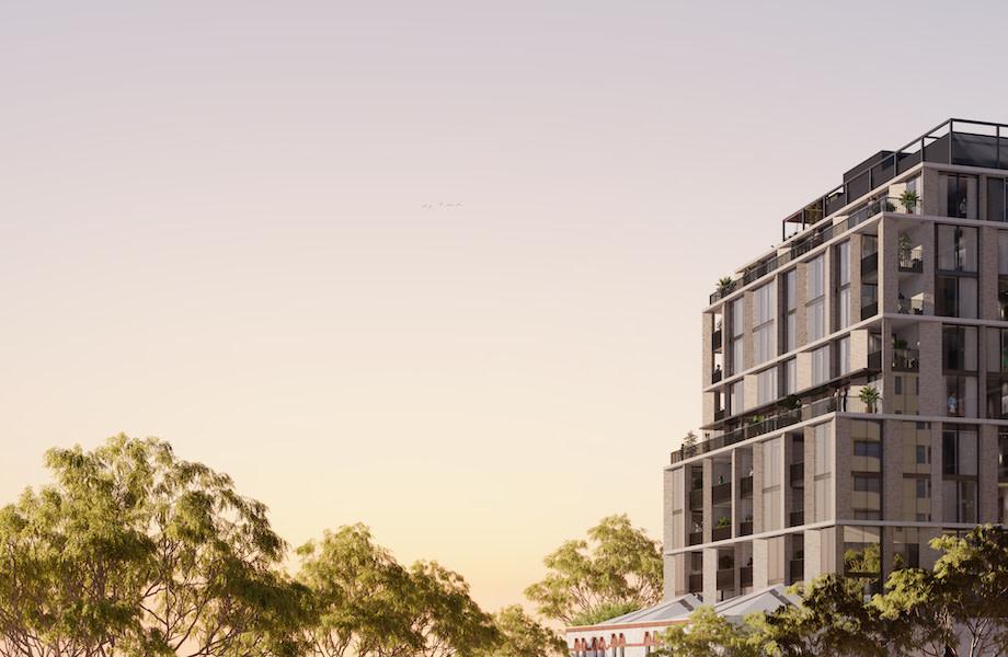 Hines' render image for what the build-to-rent project at 36-58 Macaulay Road in North Melbourne will look like. 