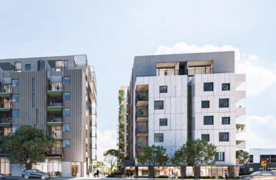 Assemble Communities' mixed-use build-to-rent project at 402-432 and 434-444 Macaulay Road in Kensington, Melbourne. 