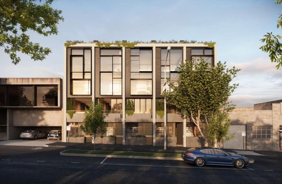 Idle Architecture Studio's initial renders of The Wardien townhouse project by MAB Corp with the original four-storey design.