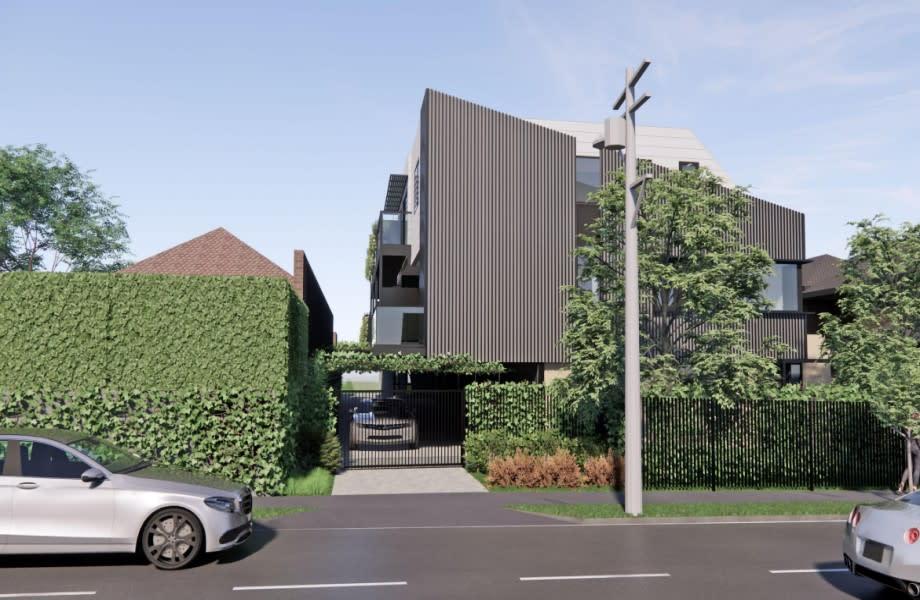 A render by Ascui and Co Architects of the townhouse project at 66 Williams Road in Prahran, Melbourne.