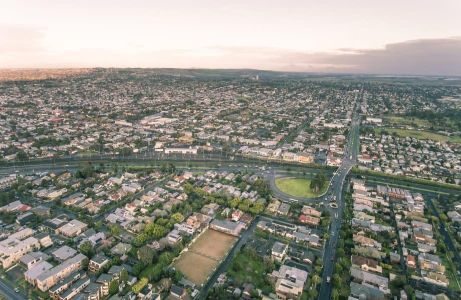 Aerial view of Geelong where average land size and price have both increased. 