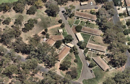 An aerial view of the Vincent Care independent living centre that is earmarked for a social housing project in Kennington in Victoria.
