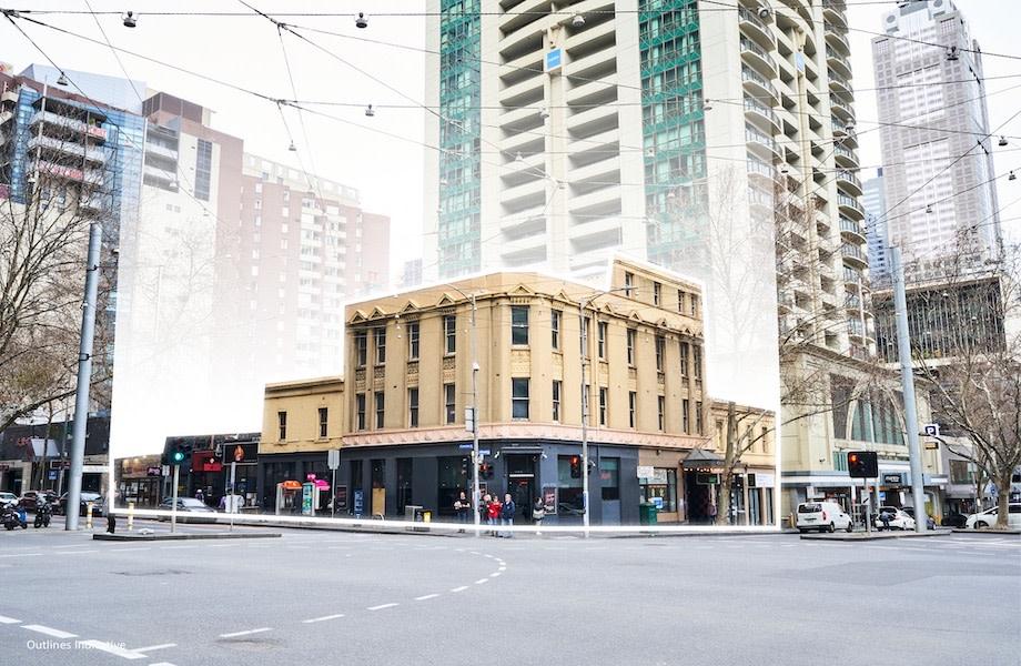 The seven properties in Melbourne's East End that V-Leader just purchased in a single deal.