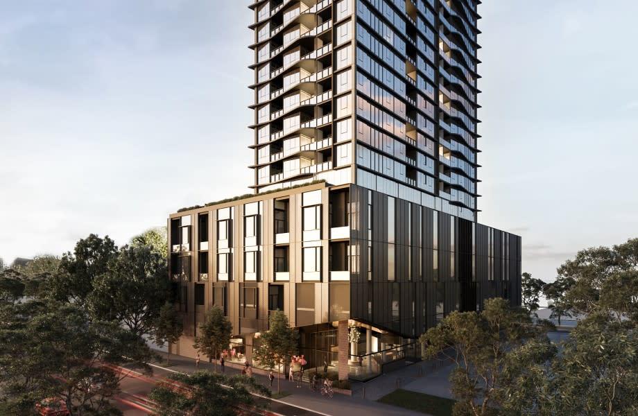 CHT Architects' render of Local Residential's build-to-rent tower in South Melbourne.